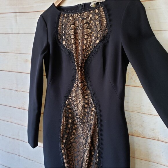 Emilio Pucci Stretchy Lace Inset Long Sleeve Sheath Mini Dress Size 44 Black - Picture 4 of 10
